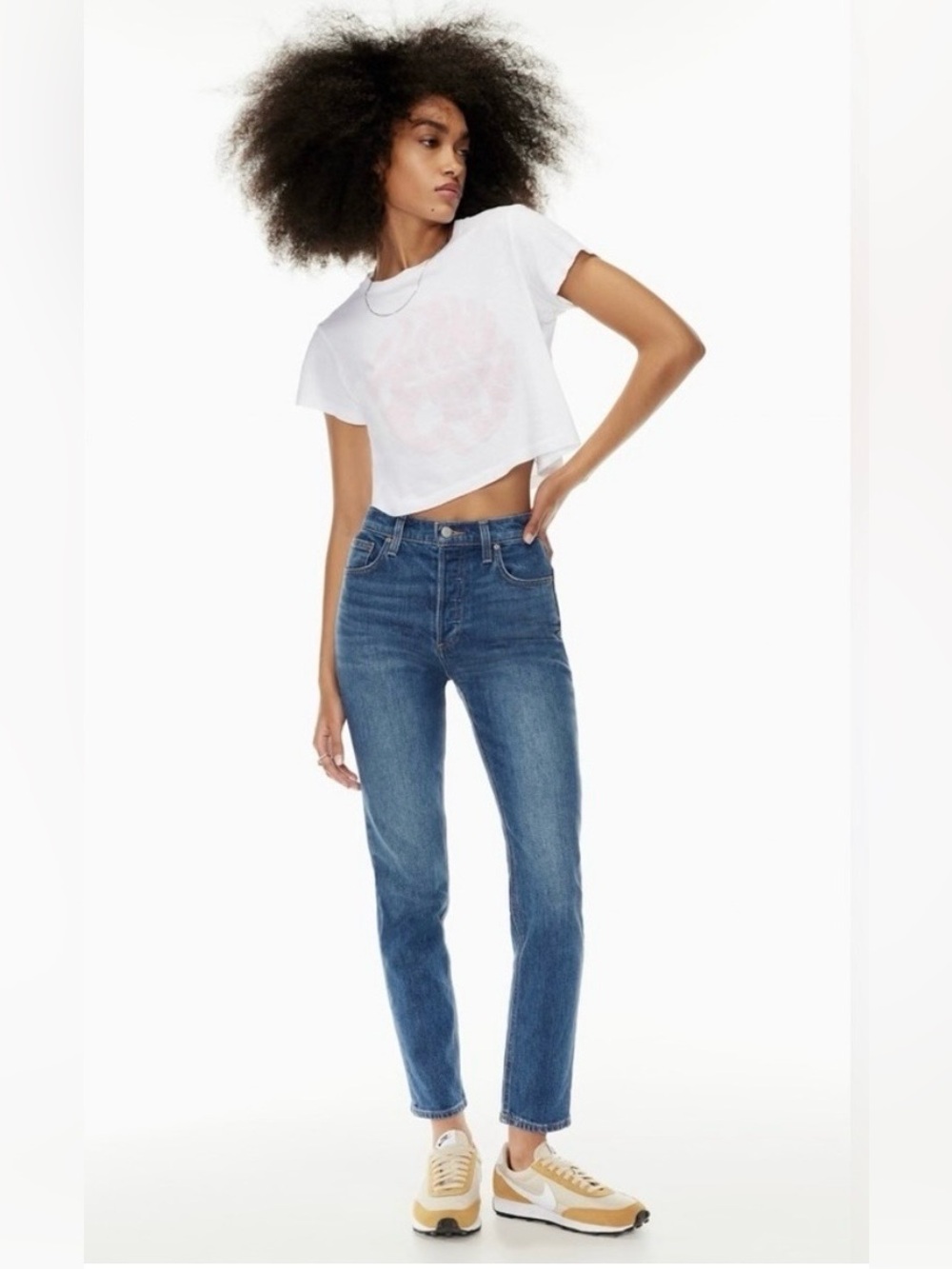 Denim Forum Yoko High-Rise Slim Jeans in Medium Blue Size 27